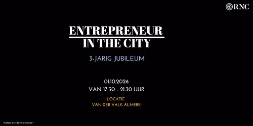 3-JARIG JUBILEUM – Entrepreneur in the City — lezing in Almere
